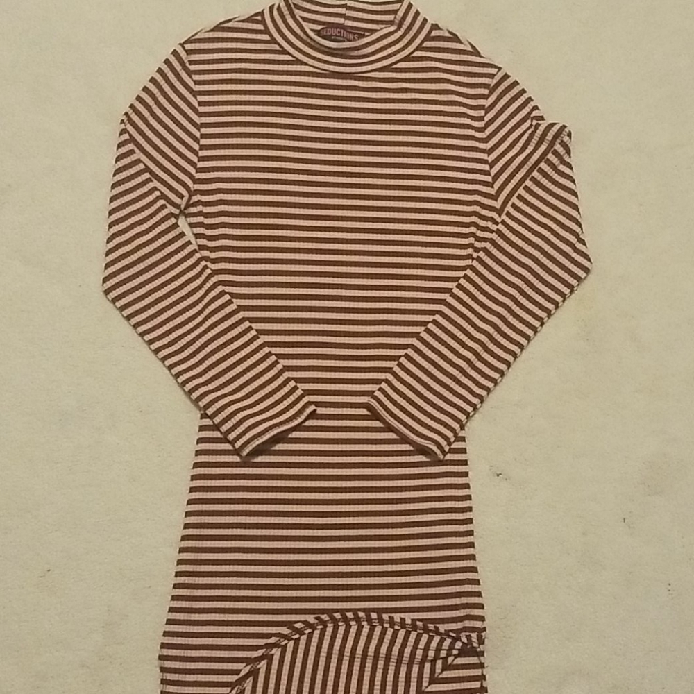 SIRENS Mock Neck Striped Bodycon Slit Dress